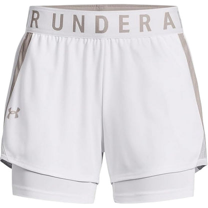 White - Front - Under Armour Womens-Ladies 2 in 1 Shorts