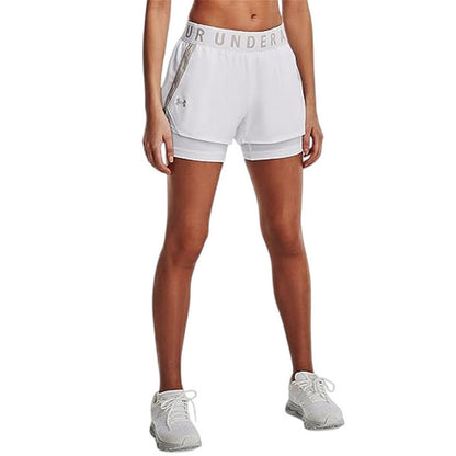 White - Side - Under Armour Womens-Ladies 2 in 1 Shorts