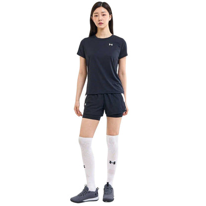 Black - Side - Under Armour Womens-Ladies 2 in 1 Shorts
