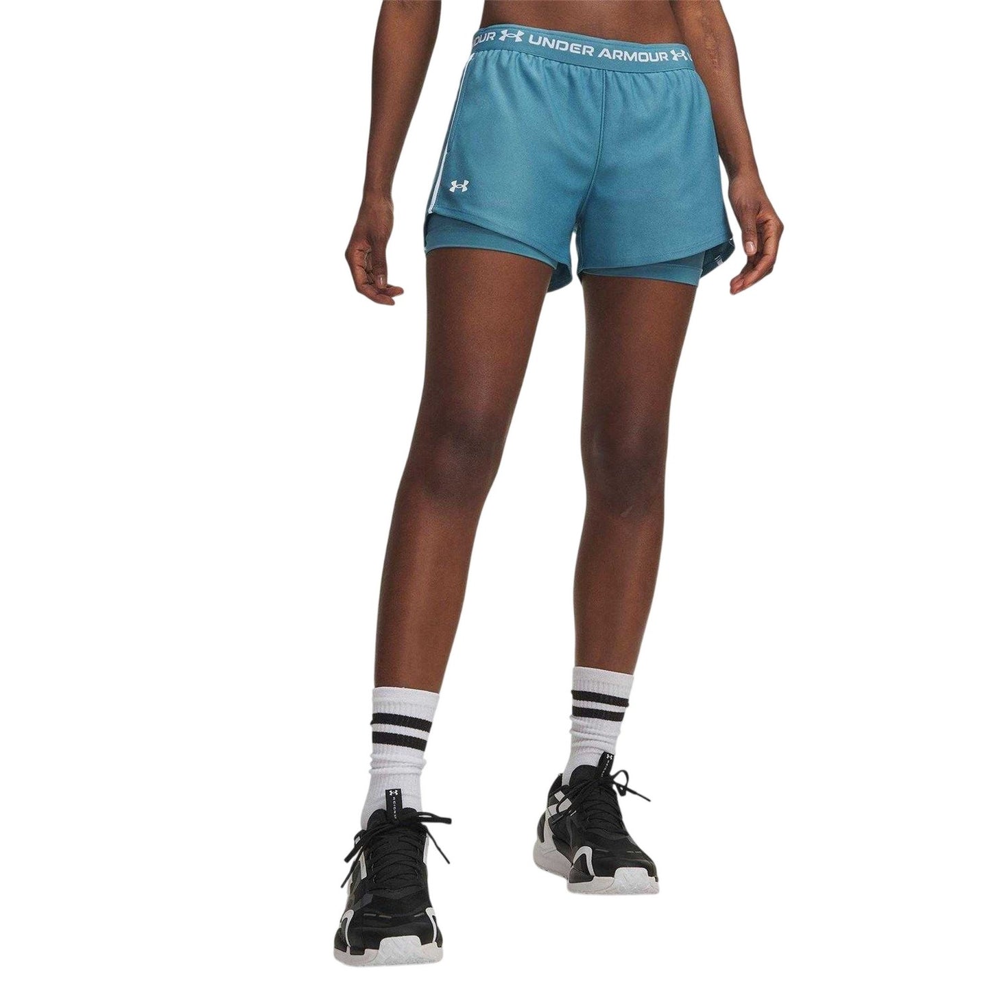 Blue-White - Front - Under Armour Womens-Ladies 2 in 1 Shorts