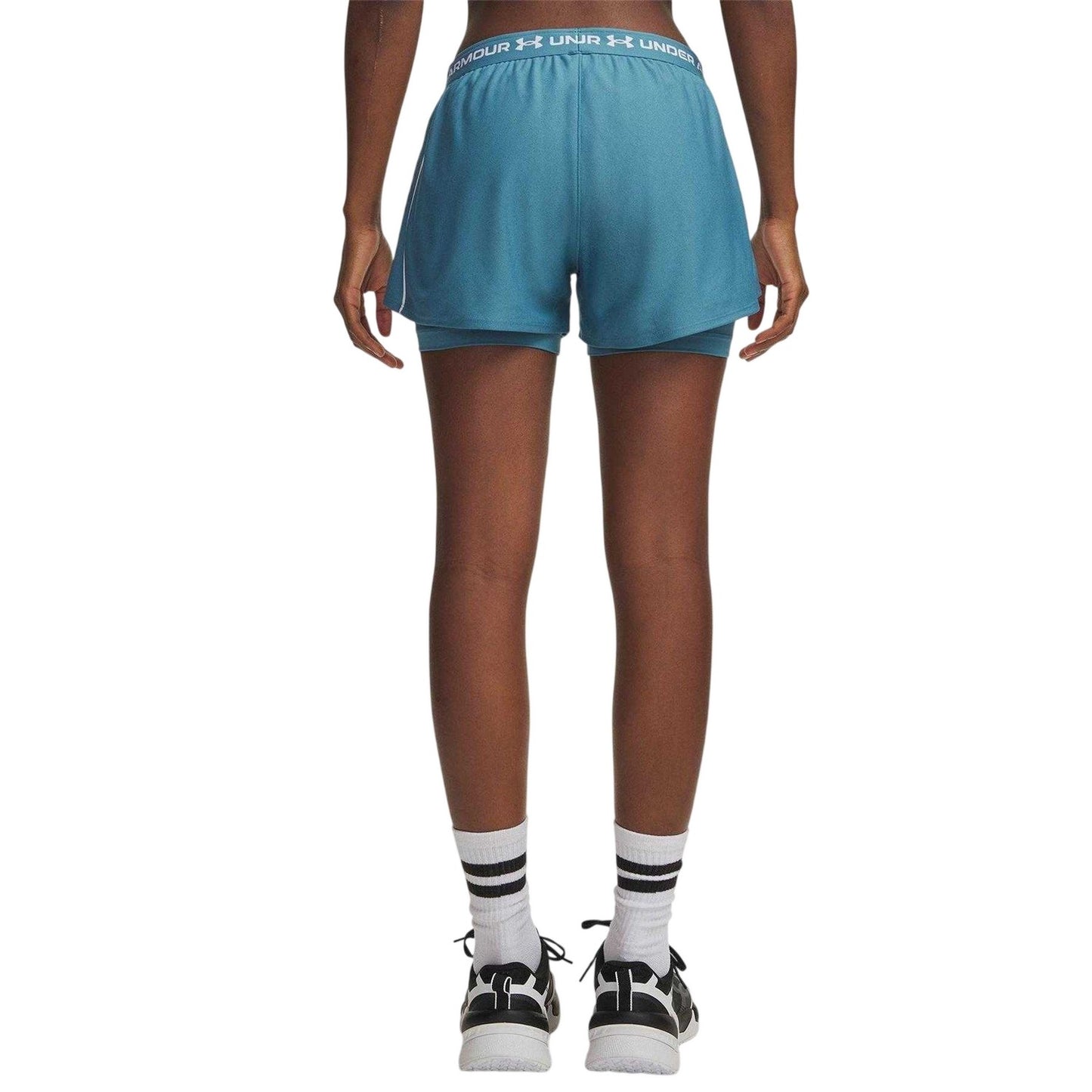 Blue-White - Back - Under Armour Womens-Ladies 2 in 1 Shorts