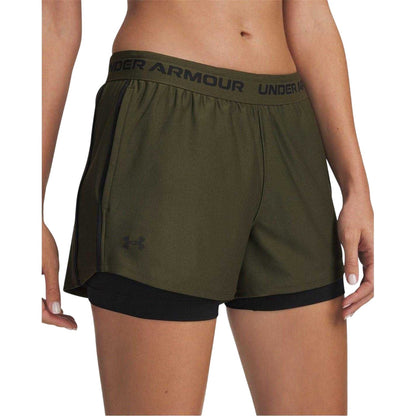 Green - Front - Under Armour Womens-Ladies 2 in 1 Shorts