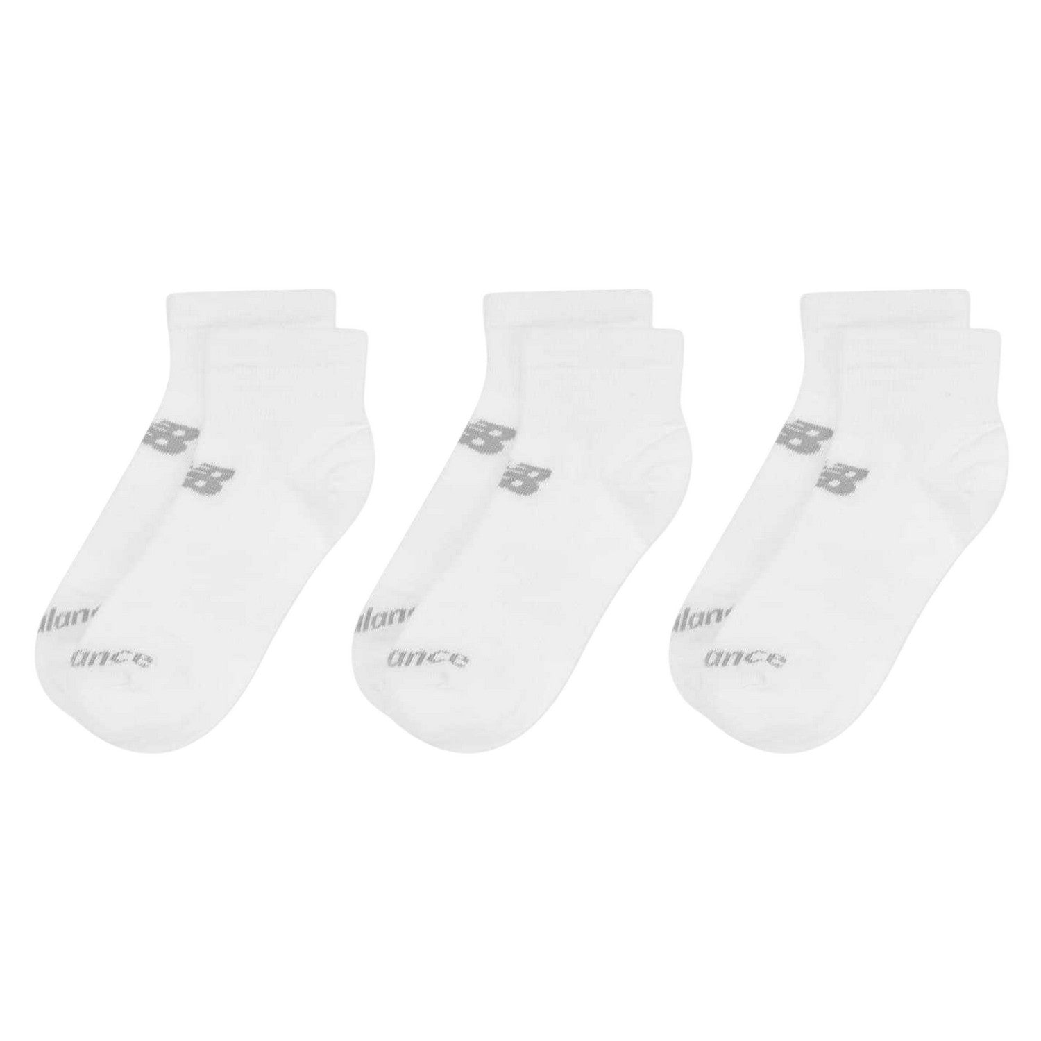 White - Side - New Balance Childrens-Kids Logo Ankle Socks (Pack of 3)
