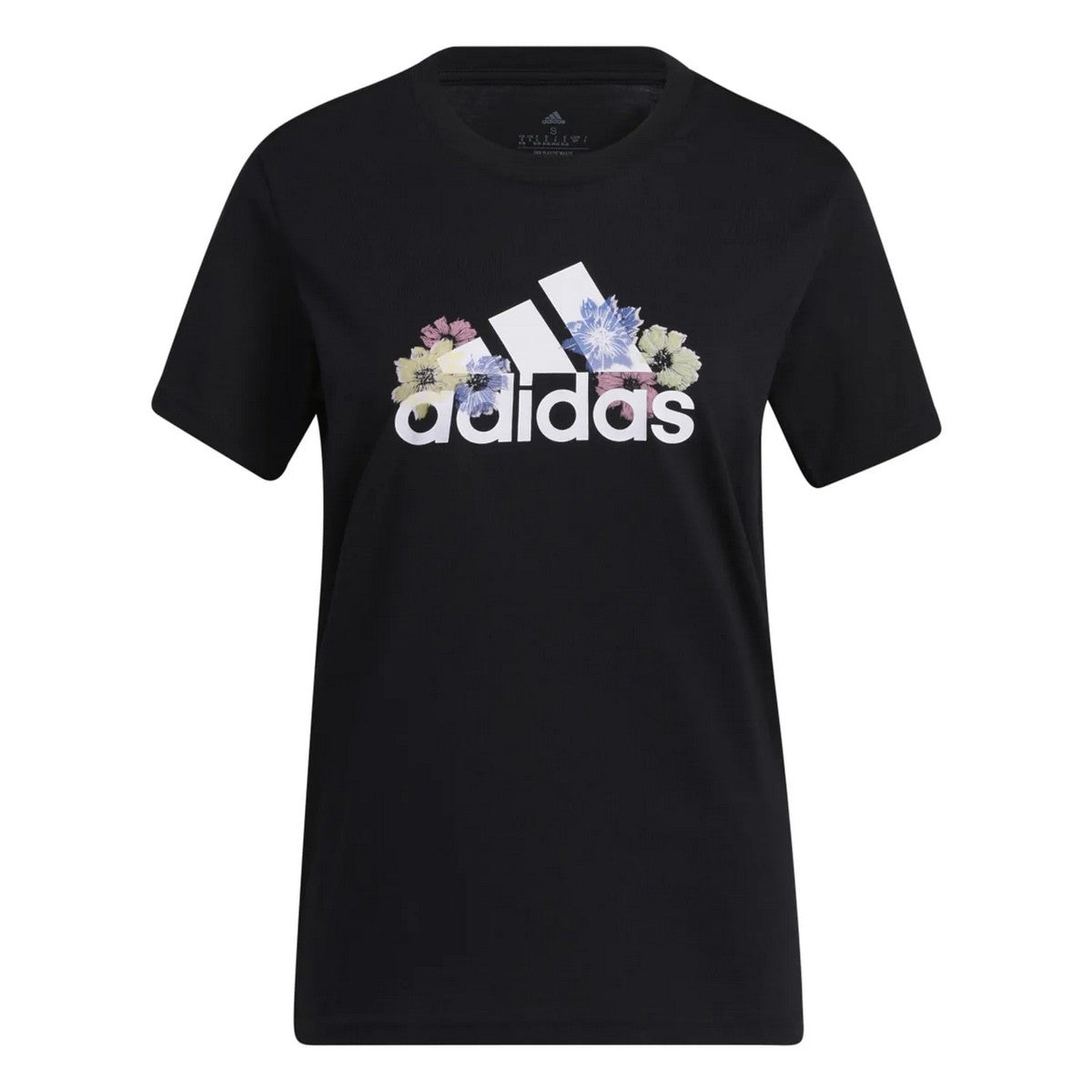Black - Front - Adidas Womens-Ladies Floral T-Shirt