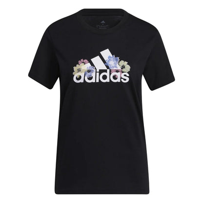 Black - Front - Adidas Womens-Ladies Floral T-Shirt