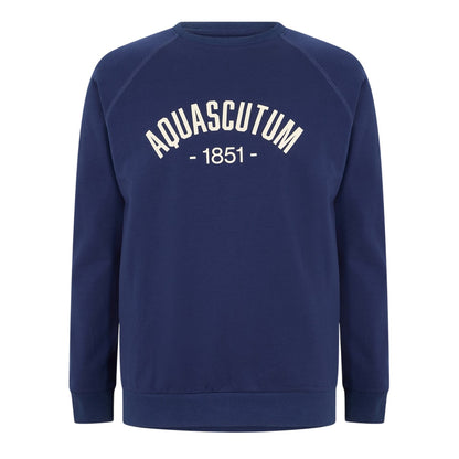 Navy - Front - Aquascutum Mens Crest Raglan Sweatshirt