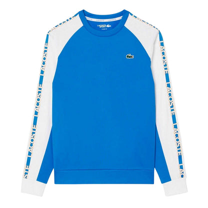 Blue-White - Front - Lacoste Mens Colour Block Stripe Sweatshirt