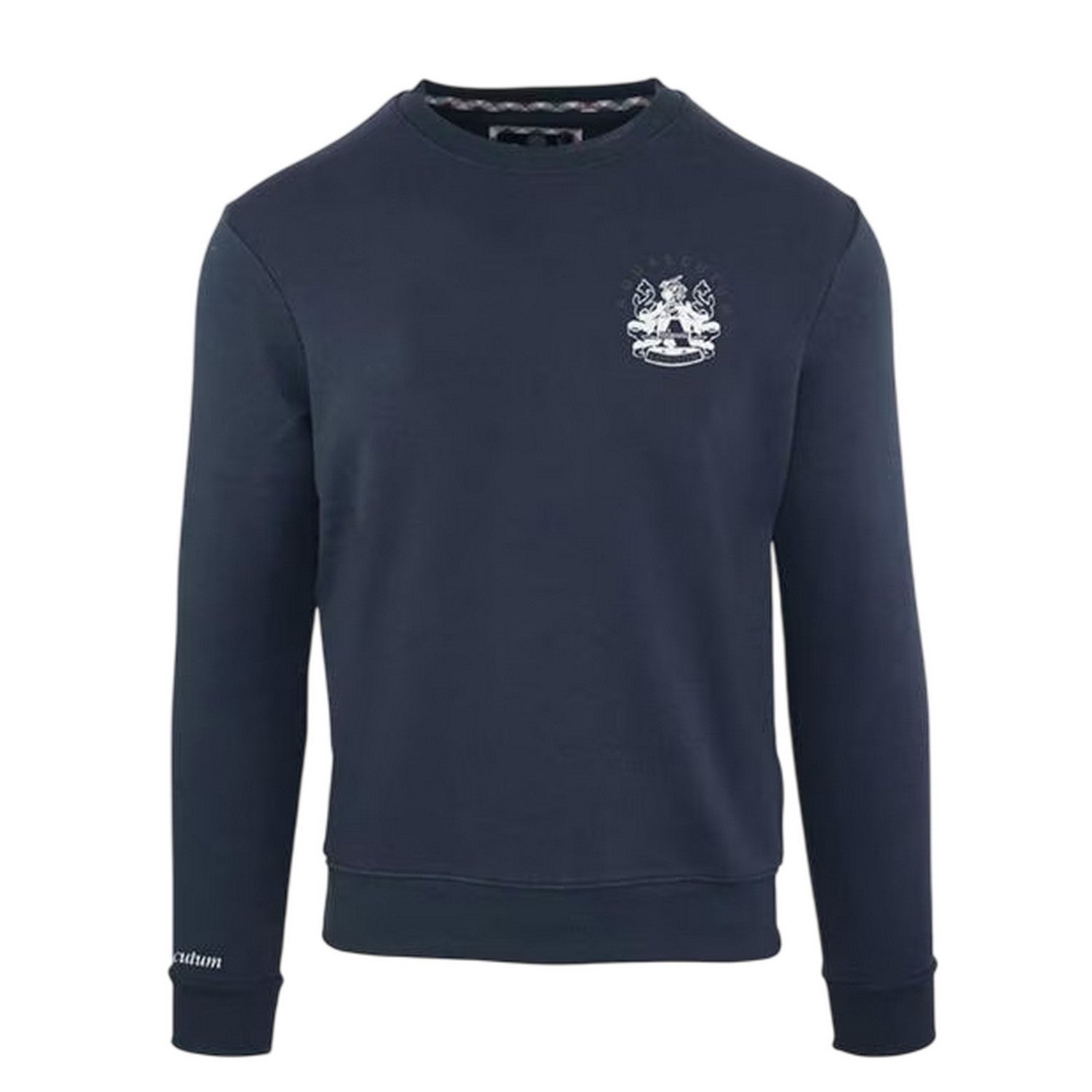Navy - Front - Aquascutum Mens Crest Crew Neck Regular Sweatshirt