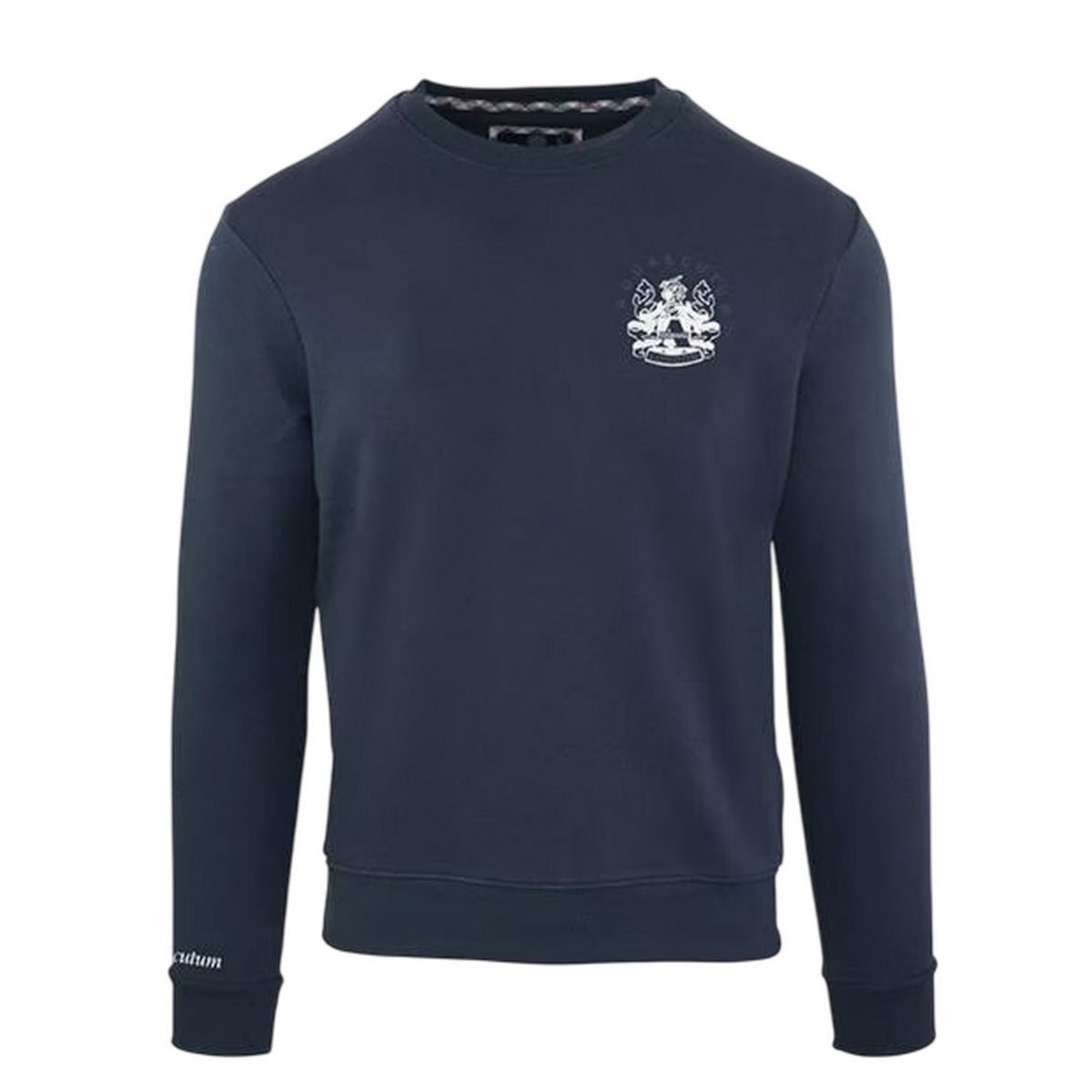 Navy - Front - Aquascutum Mens Crest Crew Neck Regular Sweatshirt