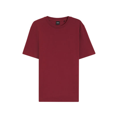 Brown - Front - Boss Mens Bubble Jacquard Regular T-Shirt