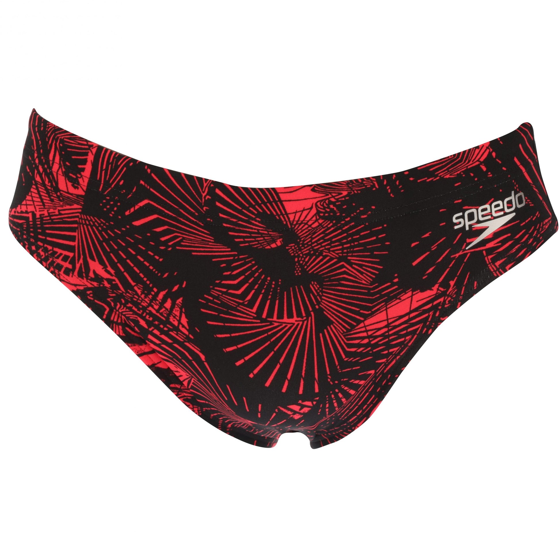 Black-Red - Front - Speedo Mens Allover Swim Briefs