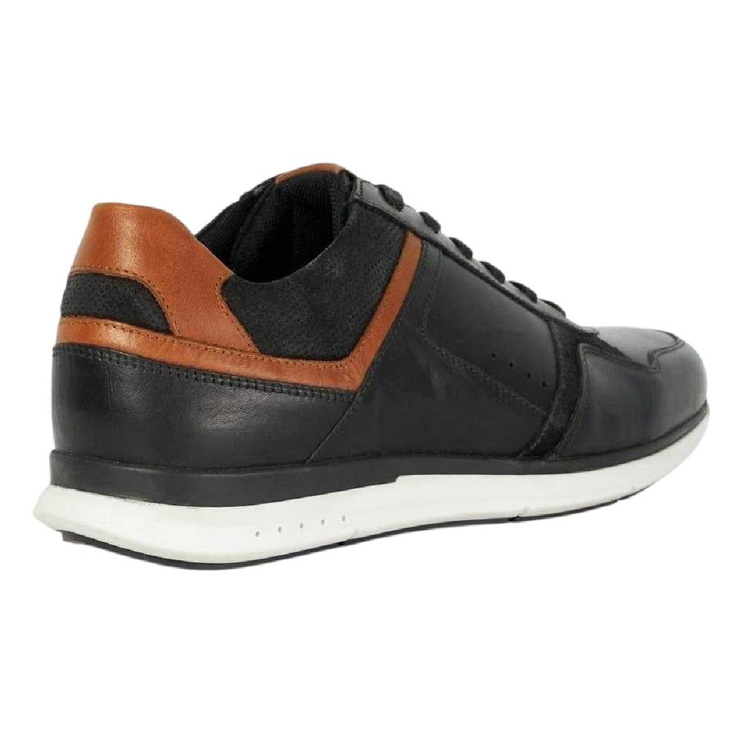 Black - Back - Dune London Mens Torben Leather Trainers
