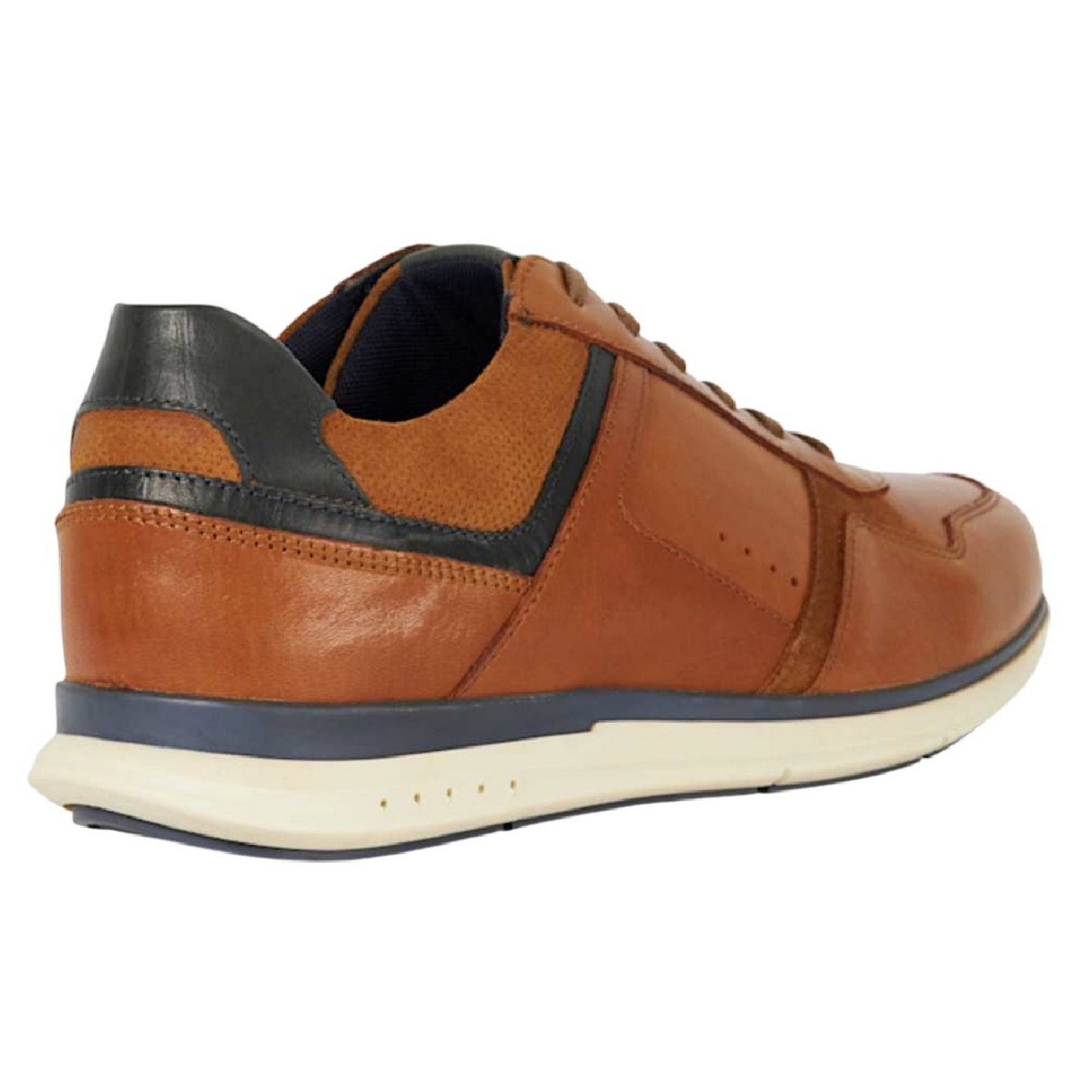 Tan - Back - Dune London Mens Torben Leather Trainers