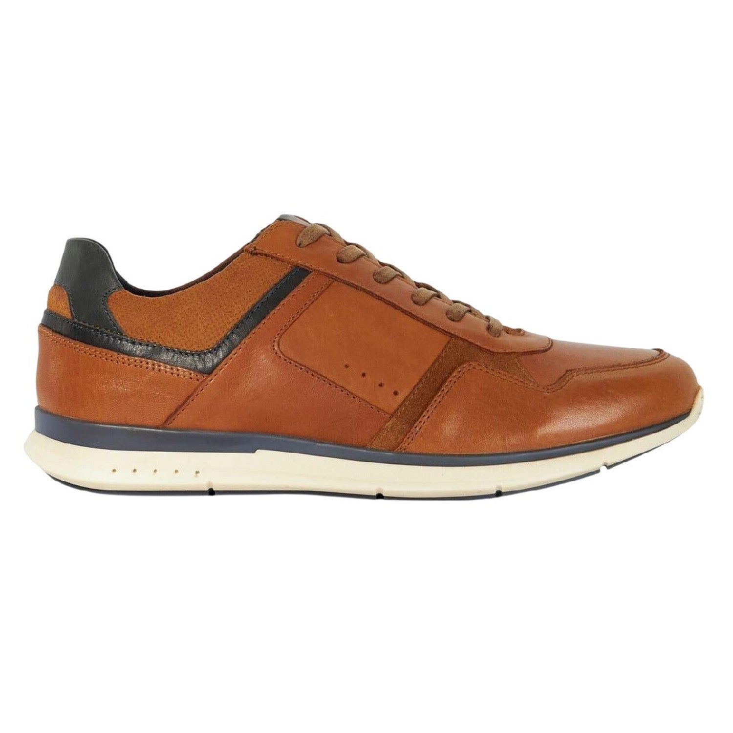 Tan - Side - Dune London Mens Torben Leather Trainers