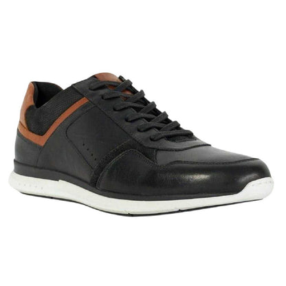 Black - Front - Dune London Mens Torben Leather Trainers