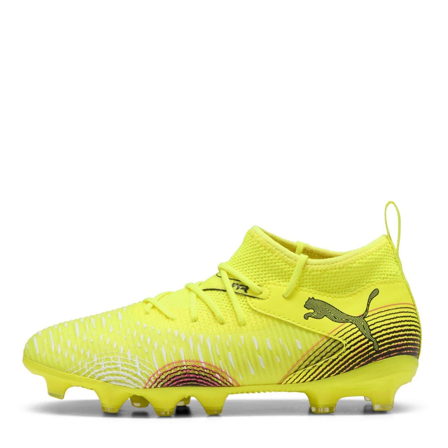 Yellow-Black - Back - Puma Childrens-Kids Future 8 Ultimate Match Artificial Ground Football Boots