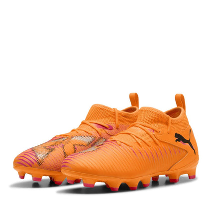 Orange-Black - Front - Puma Childrens-Kids Future 8 Ultimate Match Artificial Ground Football Boots