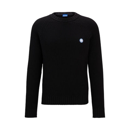 Black - Front - Hugo Unisex Adult Regular Raglan Jumper