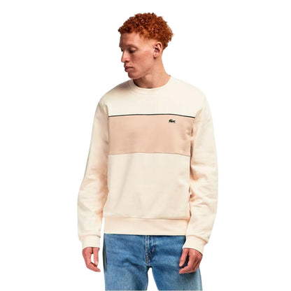 Beige - Side - Lacoste Mens Colour Block Sweatshirt