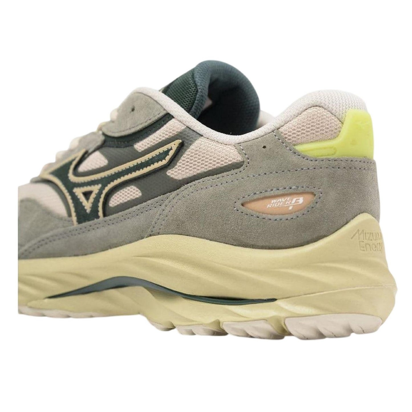 White-Green - Back - Mizuno Mens Wave Rider Beta Sportstyle Suede Trainers