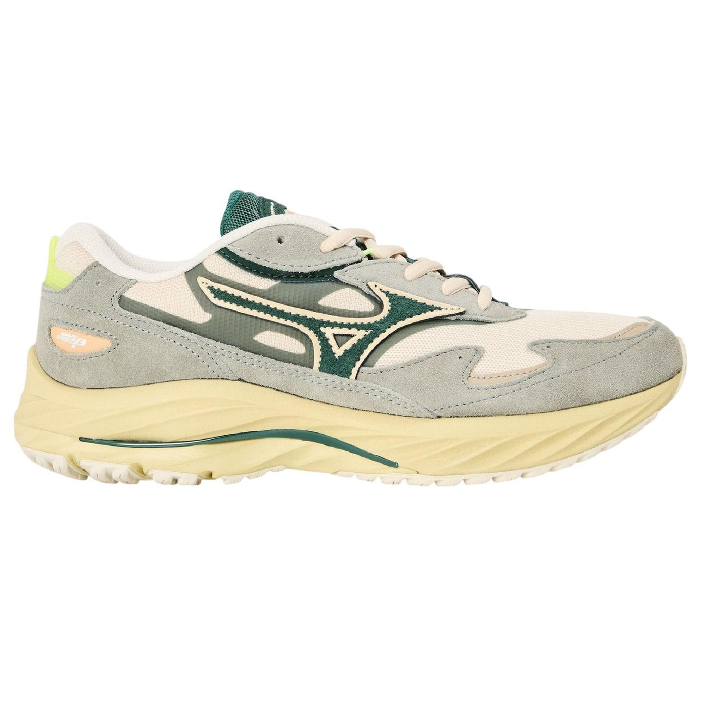 White-Green - Front - Mizuno Mens Wave Rider Beta Sportstyle Suede Trainers