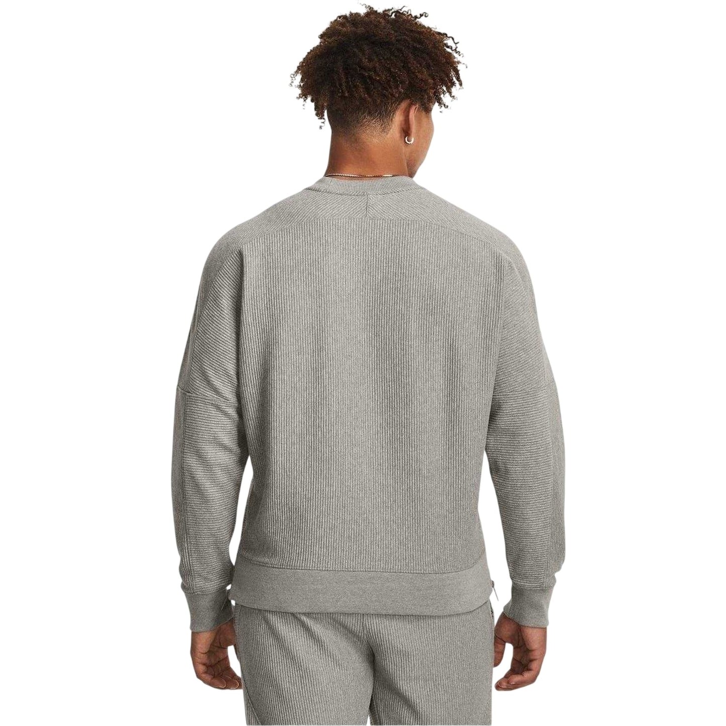 Grey - Back - Under Armour Mens Ventilated Relaxed Fit Long-Sleeved Sweatshirt