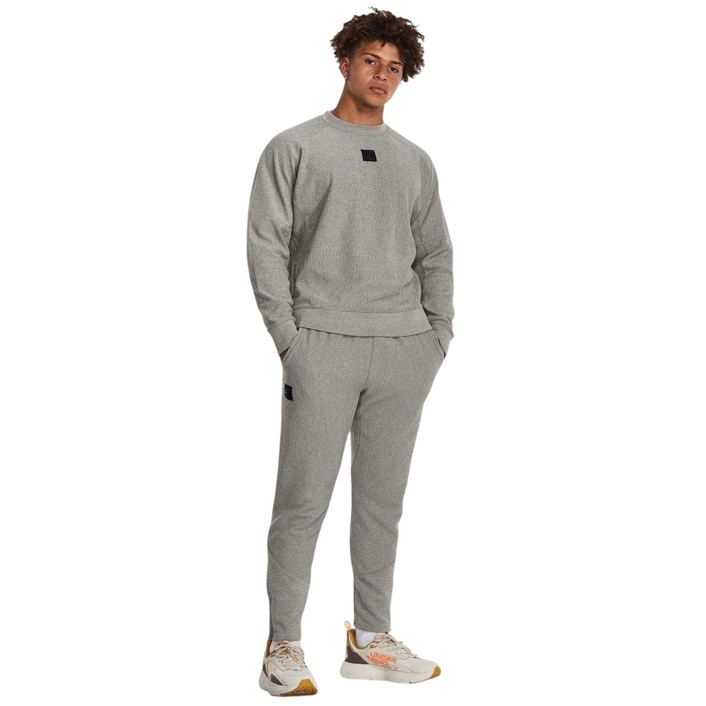 Grey - Side - Under Armour Mens Ventilated Relaxed Fit Long-Sleeved Sweatshirt