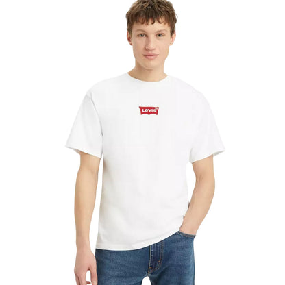 White - Side - Levis Mens Lettering Crew Neck T-Shirt