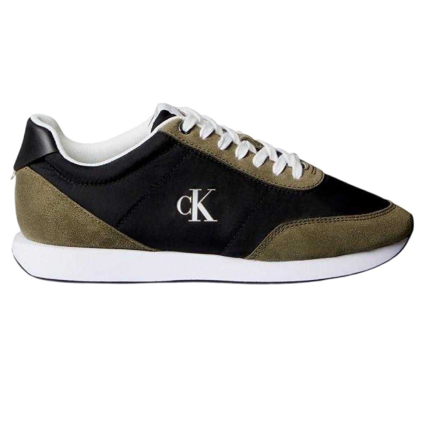 Black-White - Side - Calvin Klein Mens Retro Flat Trainers