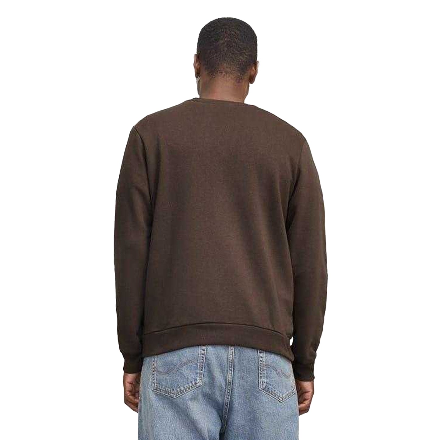 Chocolate Brown - Back - Jack And Jones Mens Embroidered Daisy Sweatshirt