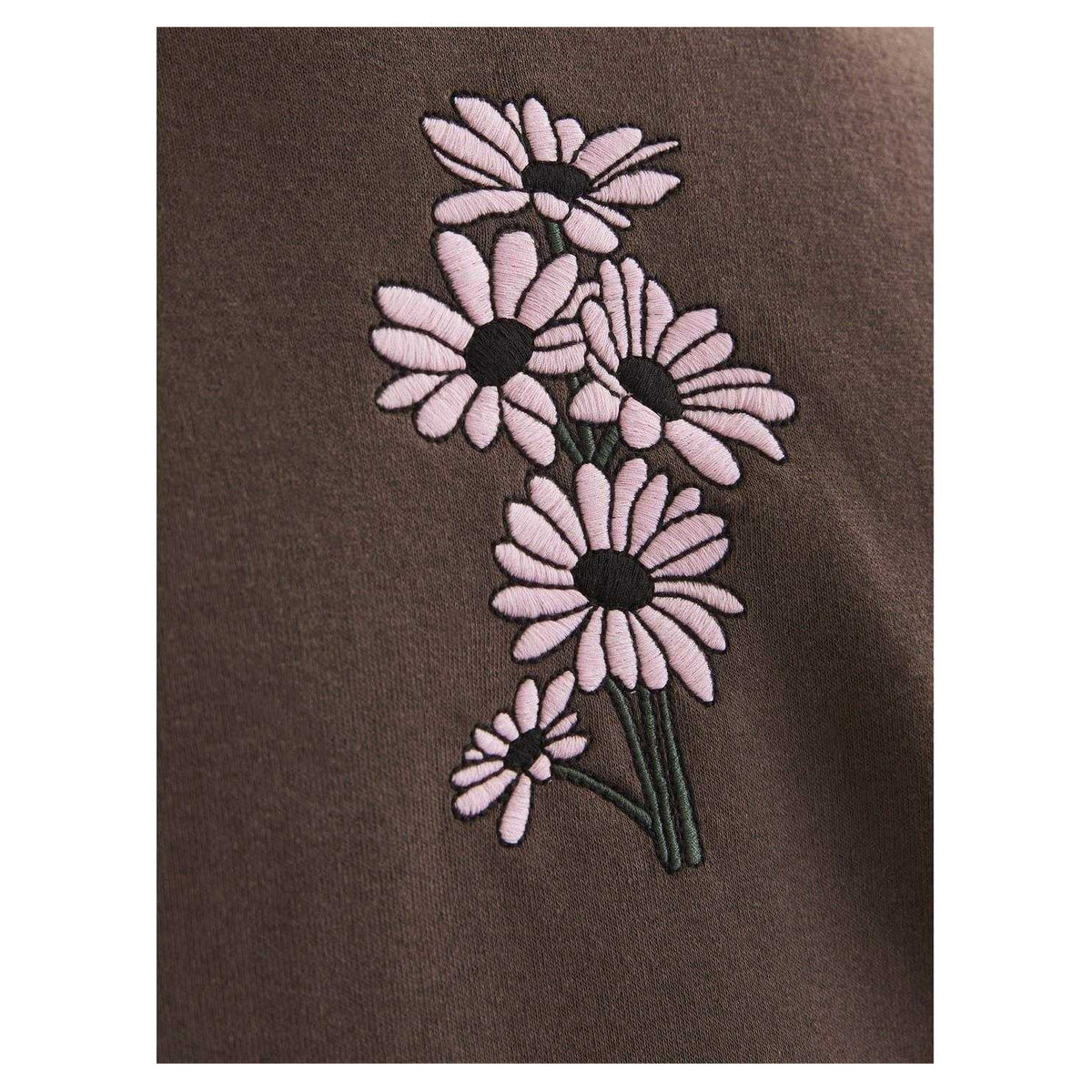 Chocolate Brown - Side - Jack And Jones Mens Embroidered Daisy Sweatshirt