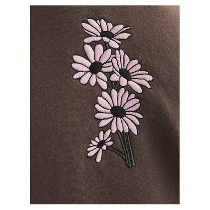 Chocolate Brown - Side - Jack And Jones Mens Embroidered Daisy Sweatshirt