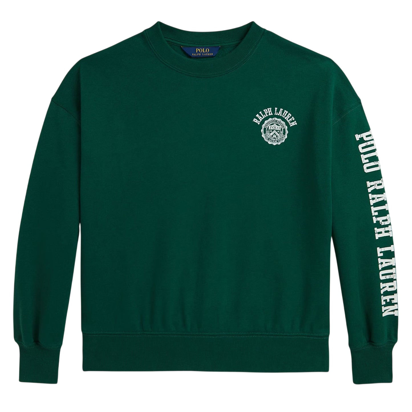 Forest - Front - Ralph Lauren Childrens-Kids Ribbed Collar Long-Sleeved Sweatshirt