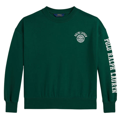Forest - Front - Ralph Lauren Childrens-Kids Ribbed Collar Long-Sleeved Sweatshirt