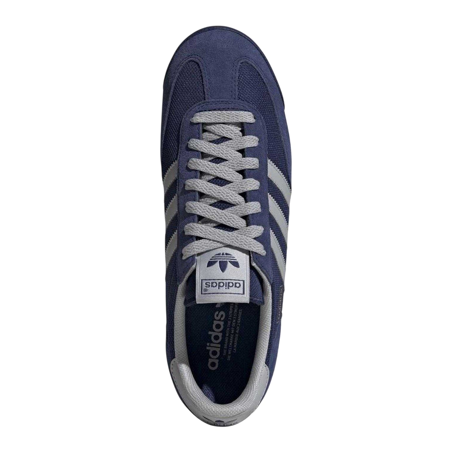 Dark Blue - Side - Adidas Mens Originals R71 Logo Suede Shoes