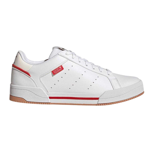 White - Front - Adidas Mens Tourino Coated Leather Trainers