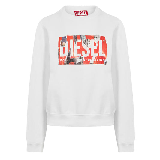 Bright White - Front - Diesel Womens-Ladies Block Logo Sweatshirt
