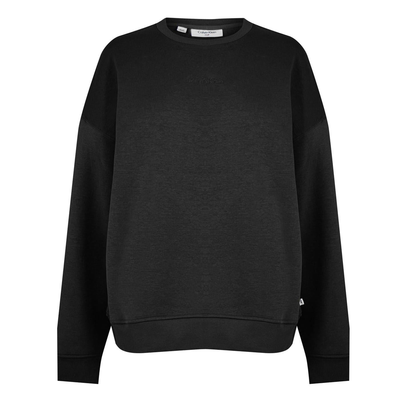 Black - Front - Calvin Klein Womens-Ladies Regular Drop Sleeve Sweatshirt