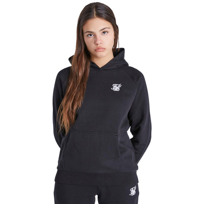 Black - Front - SikSilk Girls Essentials Pullover Hoodie