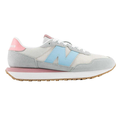 White-Blue-Pink - Front - New Balance Womens-Ladies 237 Classic Suede Trainers