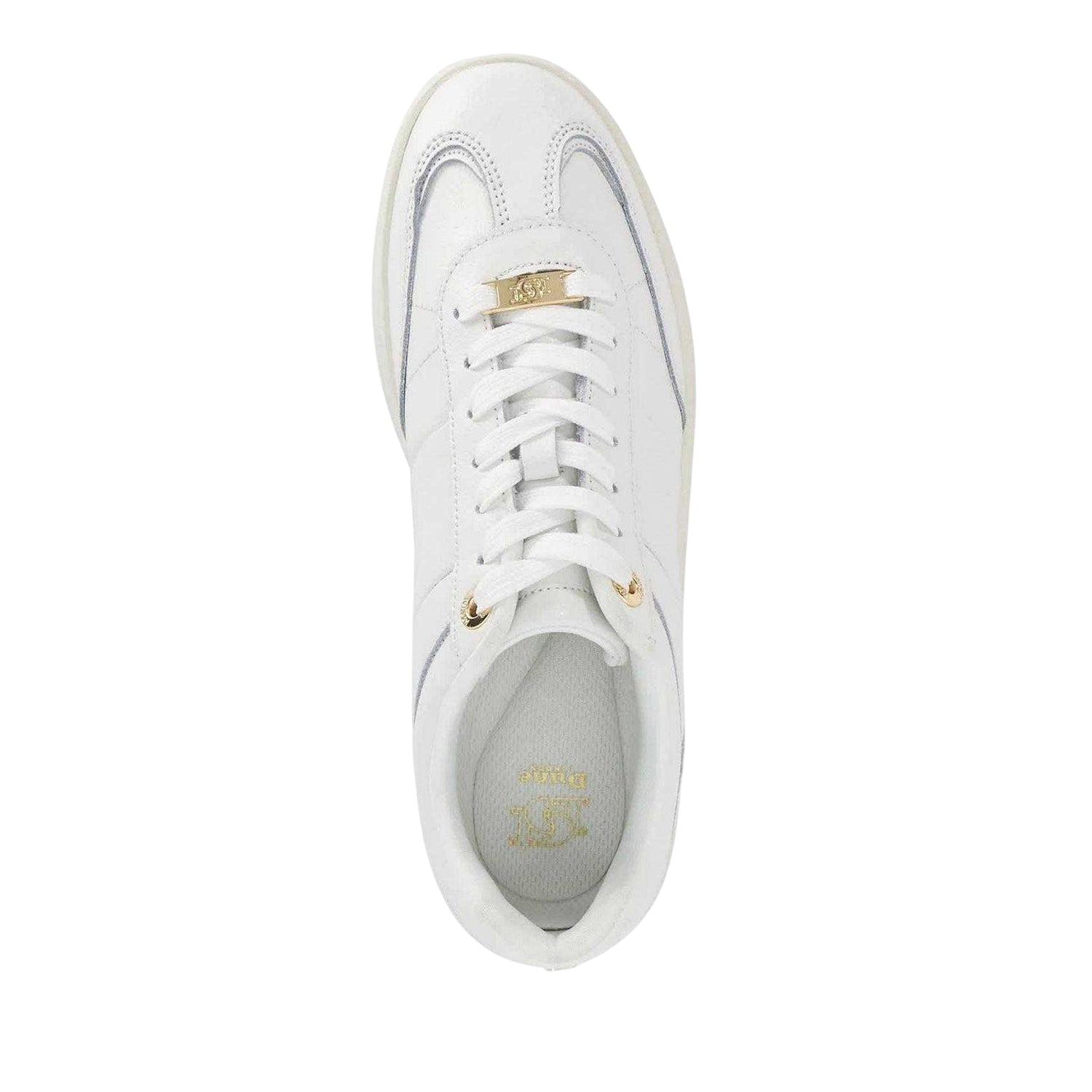 White - Side - Dune London Womens-Ladies Enticing Leather Flatform Trainers