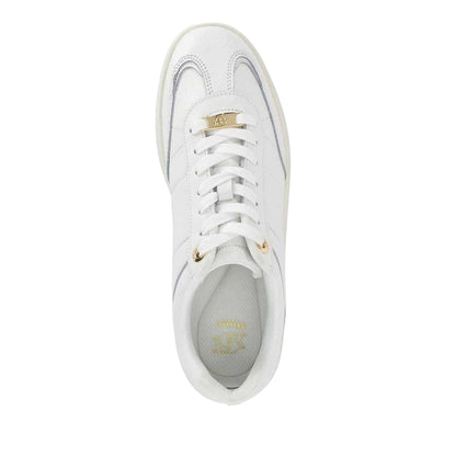 White - Side - Dune London Womens-Ladies Enticing Leather Flatform Trainers