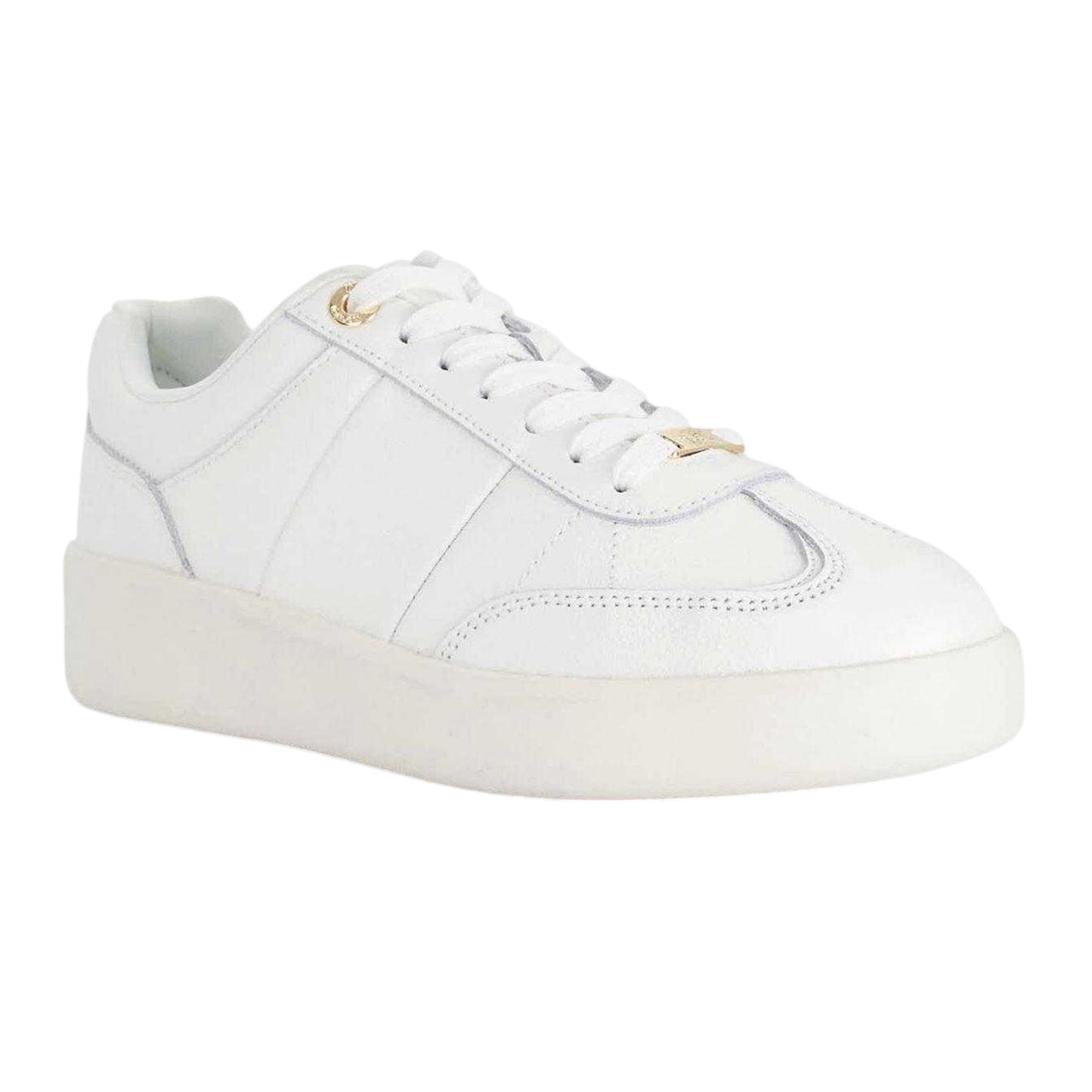 White - Lifestyle - Dune London Womens-Ladies Enticing Leather Flatform Trainers