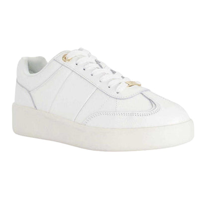 White - Lifestyle - Dune London Womens-Ladies Enticing Leather Flatform Trainers