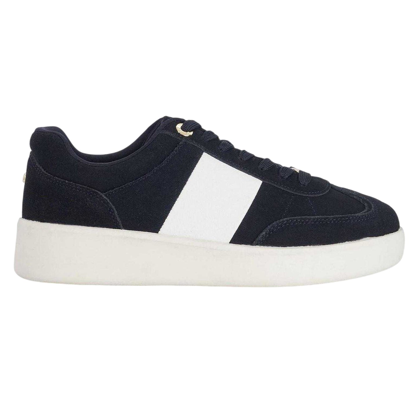 Navy - Front - Dune London Womens-Ladies Enticing Leather Flatform Trainers