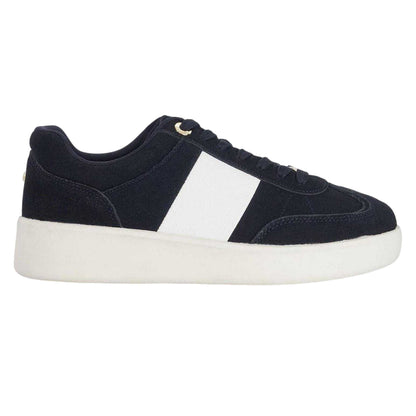 Navy - Front - Dune London Womens-Ladies Enticing Leather Flatform Trainers
