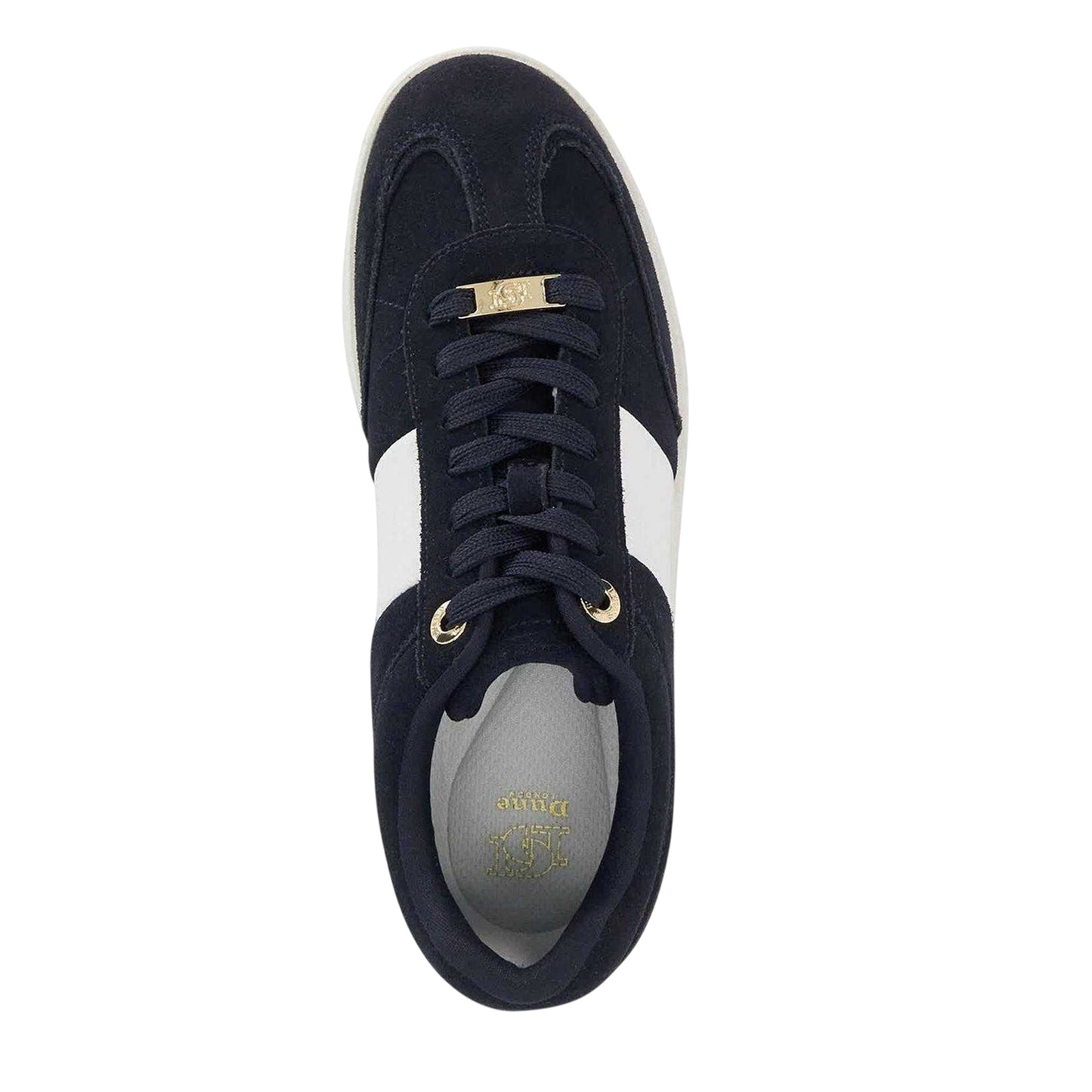 Navy - Side - Dune London Womens-Ladies Enticing Leather Flatform Trainers