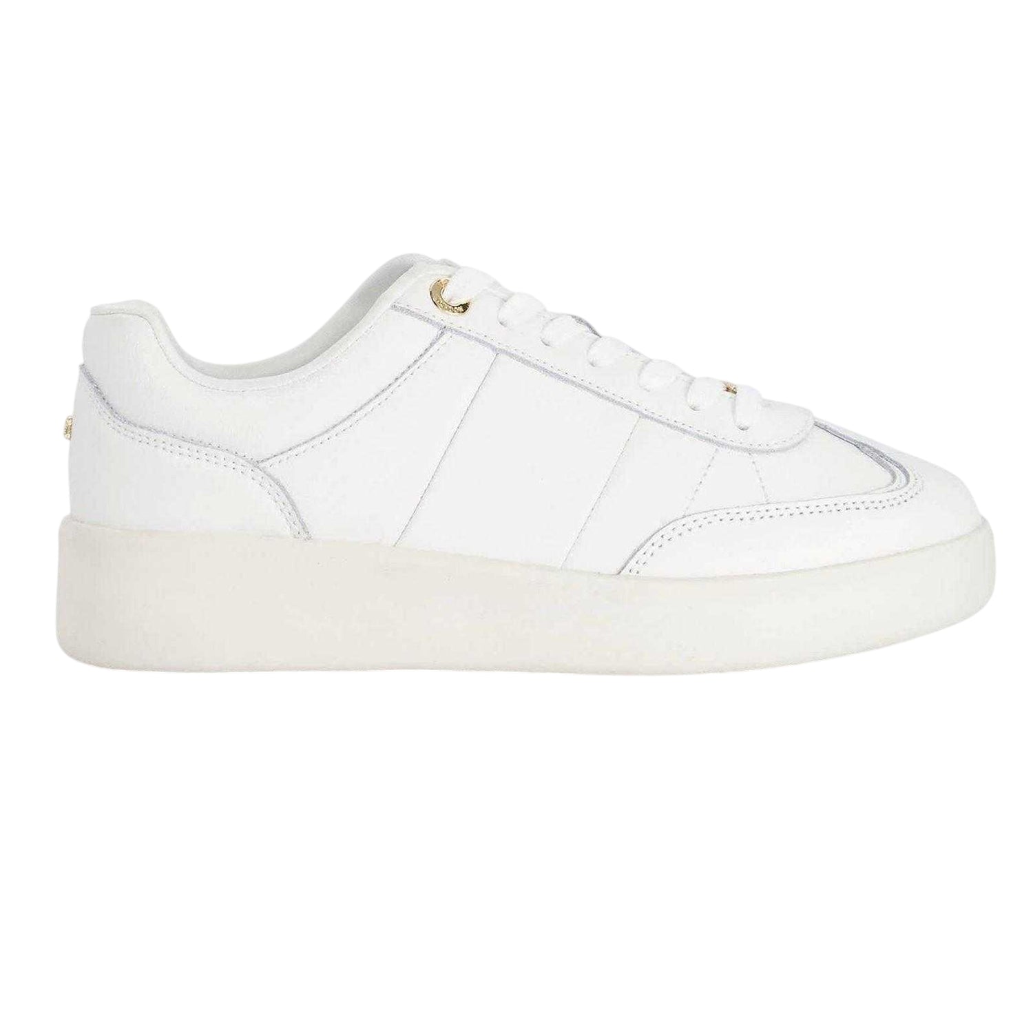 White - Front - Dune London Womens-Ladies Enticing Leather Flatform Trainers