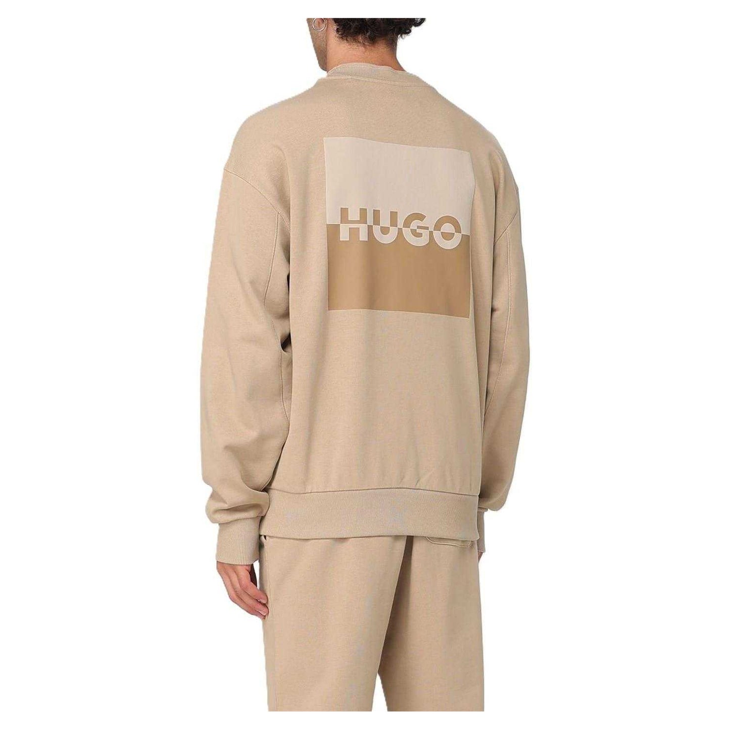 Medium Beige - Back - Hugo Mens Logo Drop Shoulder Regular Sweatshirt