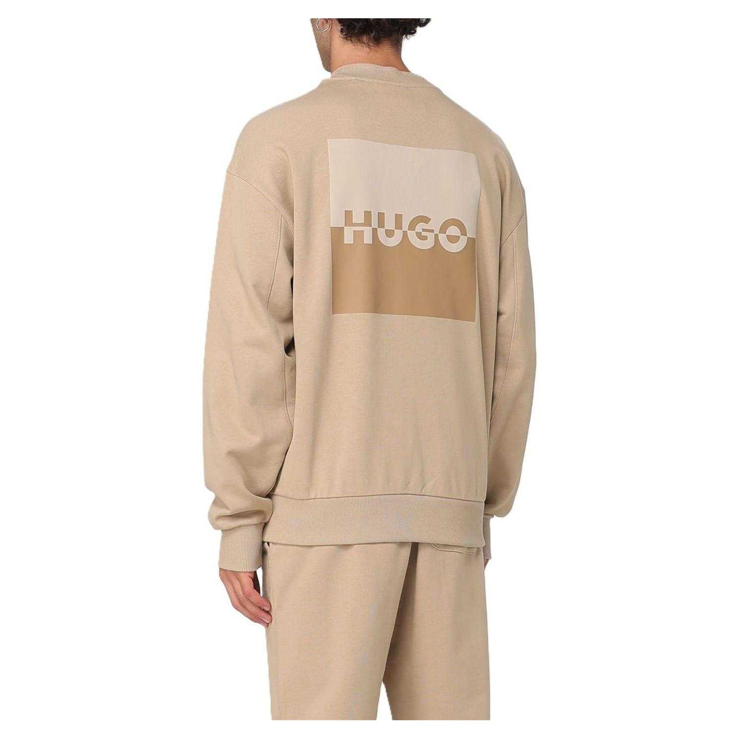 Medium Beige - Back - Hugo Mens Logo Drop Shoulder Regular Sweatshirt